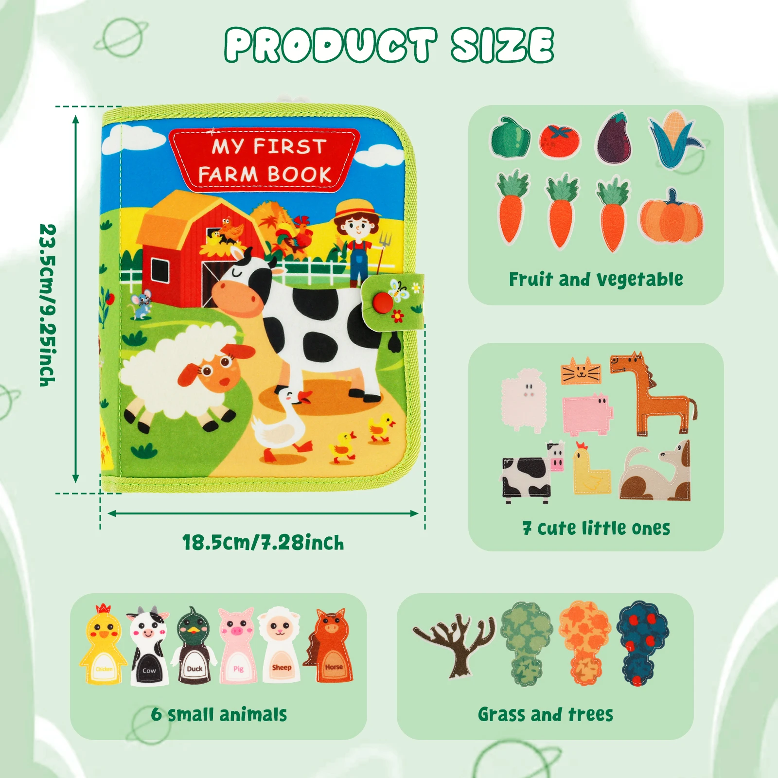 Toddlers Montessori Toys Farm Animal Storytelling Busy Board DIY Farm Stories Toy Books for Children Early Education Travel Gift