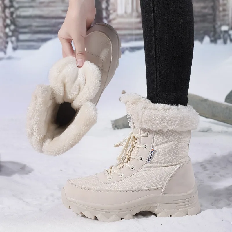 Winter Women's Boots Thickend Plush Warm Snow Boots Winter High-top Cotton Shoes Outdoor Non Slip Platform Boots Botas Feminina