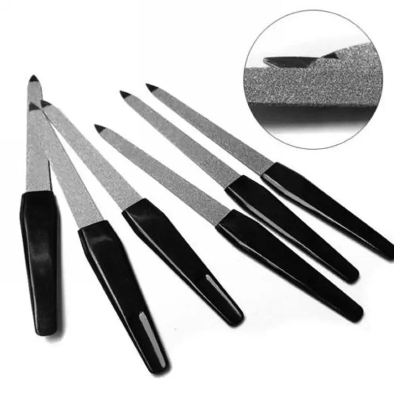 Lot de 5 limes à ongles professionnelles en métal double face, outil de polissage durable pour manucure et pédicure