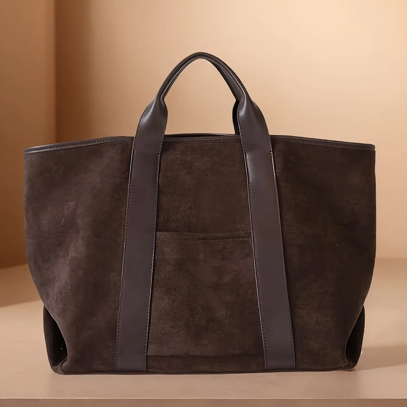 

Women's Vintage Suede Handbag - Large Capacity with Zipper Closure, Durable Polyester Lining and Sturdy Handle, Suitable for