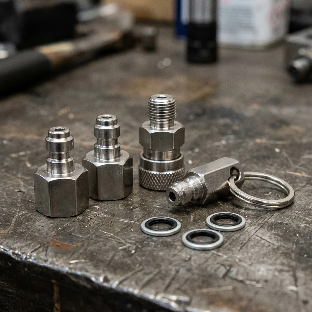 High Pressure 40MPa Pump Connector Set Stainless Steel BSP1/8 DN6mm 8mm With Nitrile Seal For Hydraulic Equipment Tools