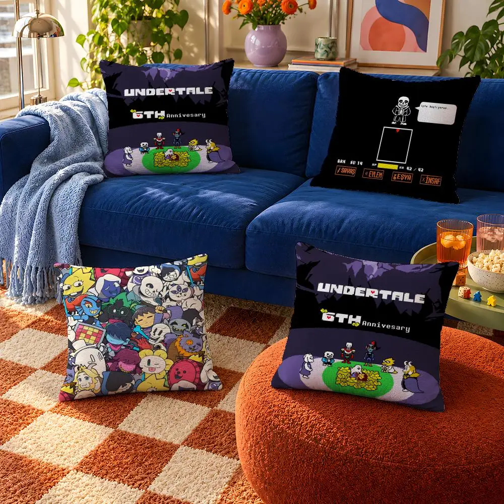 Game Undertale UT Sans Papyrus Frisk Cushion Cover Throw Pillow Soft Short Plush Cozy Durable For Sofa Bedroom Home Decor Gift