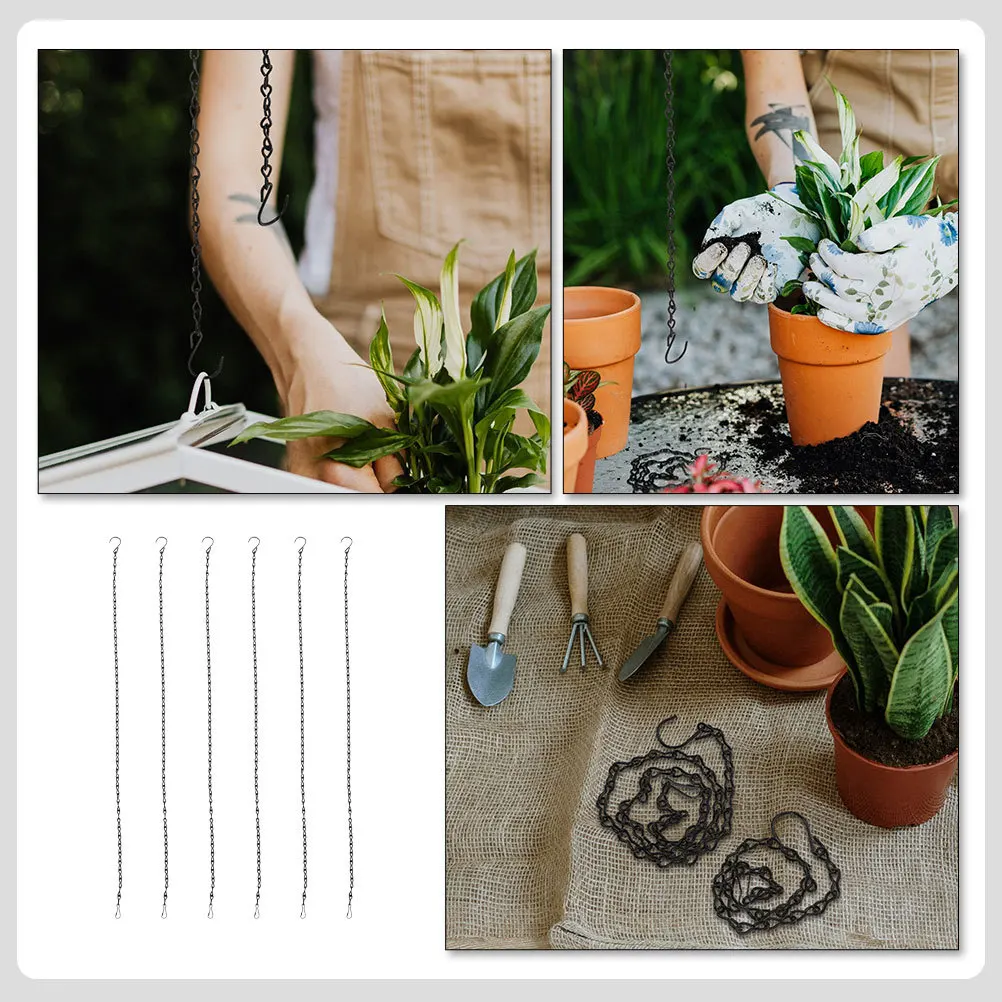 

6Pcs Hanging Basket Chains Flower Pot Replacement Iron Chain with Hooks Bird Feeder Plant Pot Adjustable Durable Chains