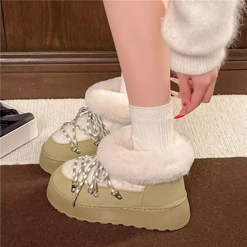 

2025 Winter Warm and Ankle Snow Boots for Women's New Casual Brand Designer Wool Suede Short Plush Women's Shoes Botas Mujer