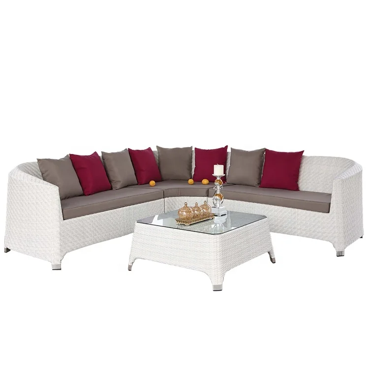 di-Edinburgh Outdoor Corner Sofa 4pcs Set V Weaving Rattan Wicker Furniture