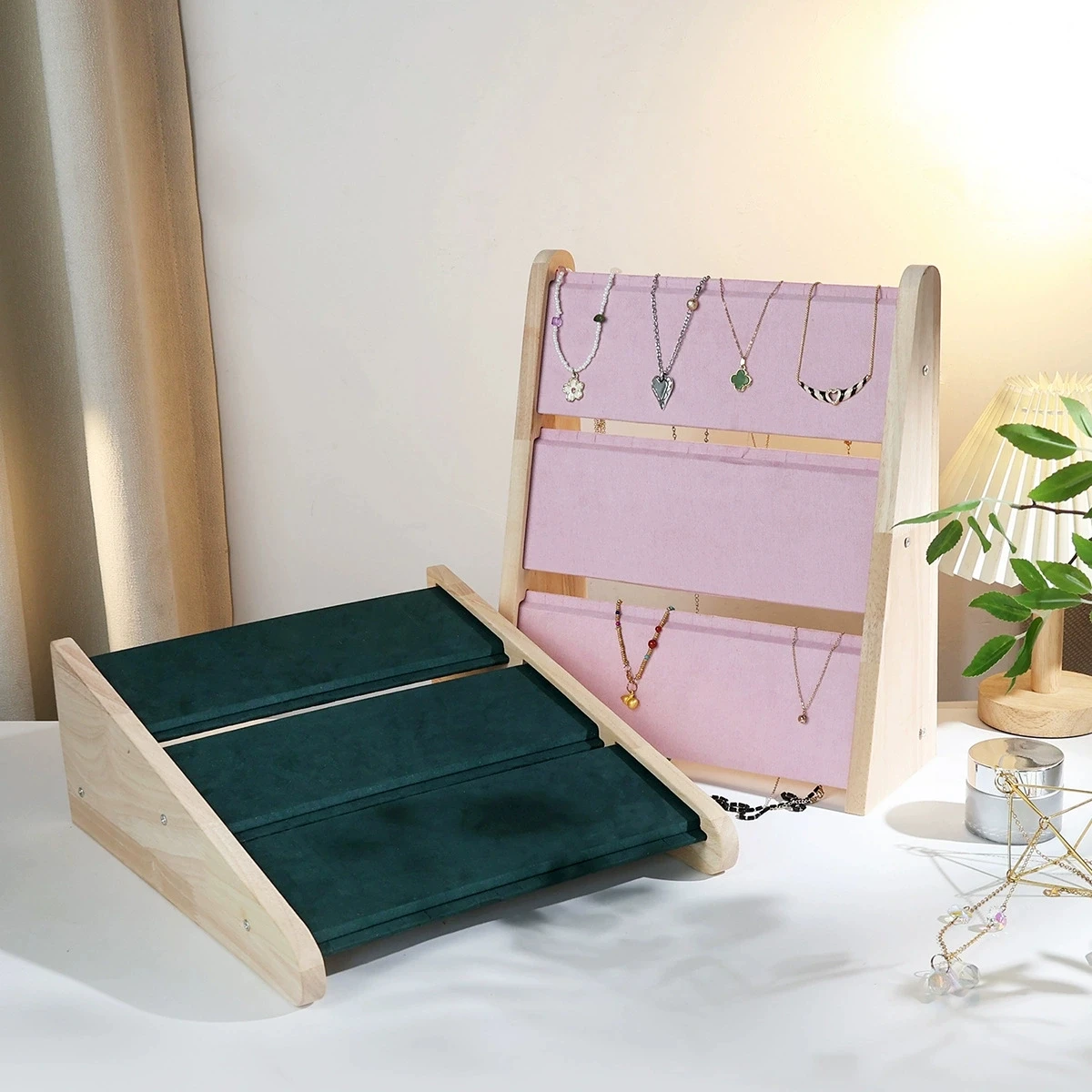 Necklace Display Stand Vertical Three-Layer Jewelry Display Stand Jewelry Store Table Earrings Display Stand