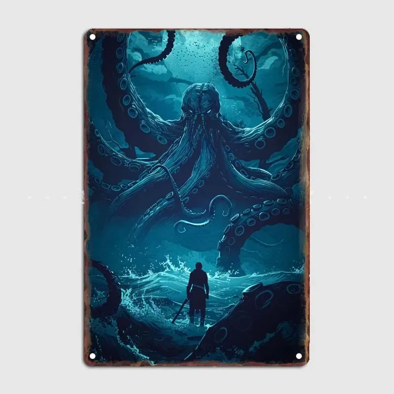 The Kraken Decoration Bed Room Decor Metal Signs Wall Evil and Horror Wall Decoration Gamer Vintage Metal Plate Home Decor Items