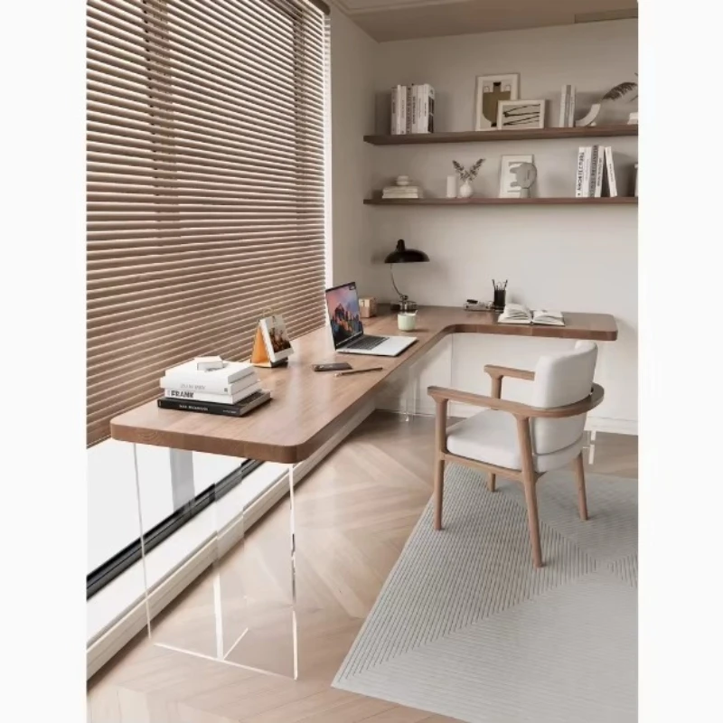 

70 Wooden Corner Office Desk Corner L-Shaped Computer Desk with Ledge