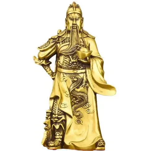 Pure brass Guan Gong Buddha statue decoration for home decoration and gift opening Guan Yu Guan Er Ye Wu Cai Shen statue