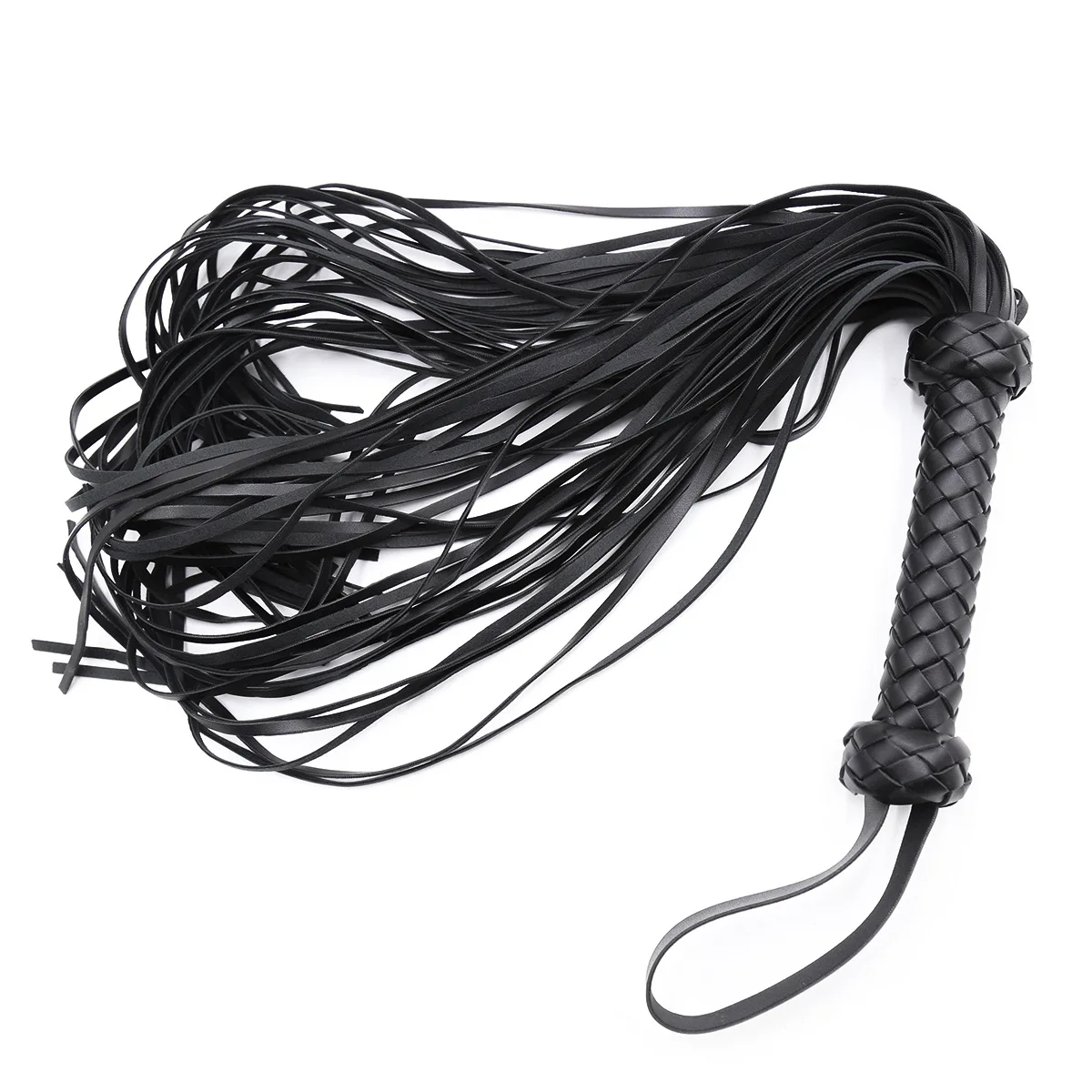 For horse training whip leather-covered handle with wrist strap