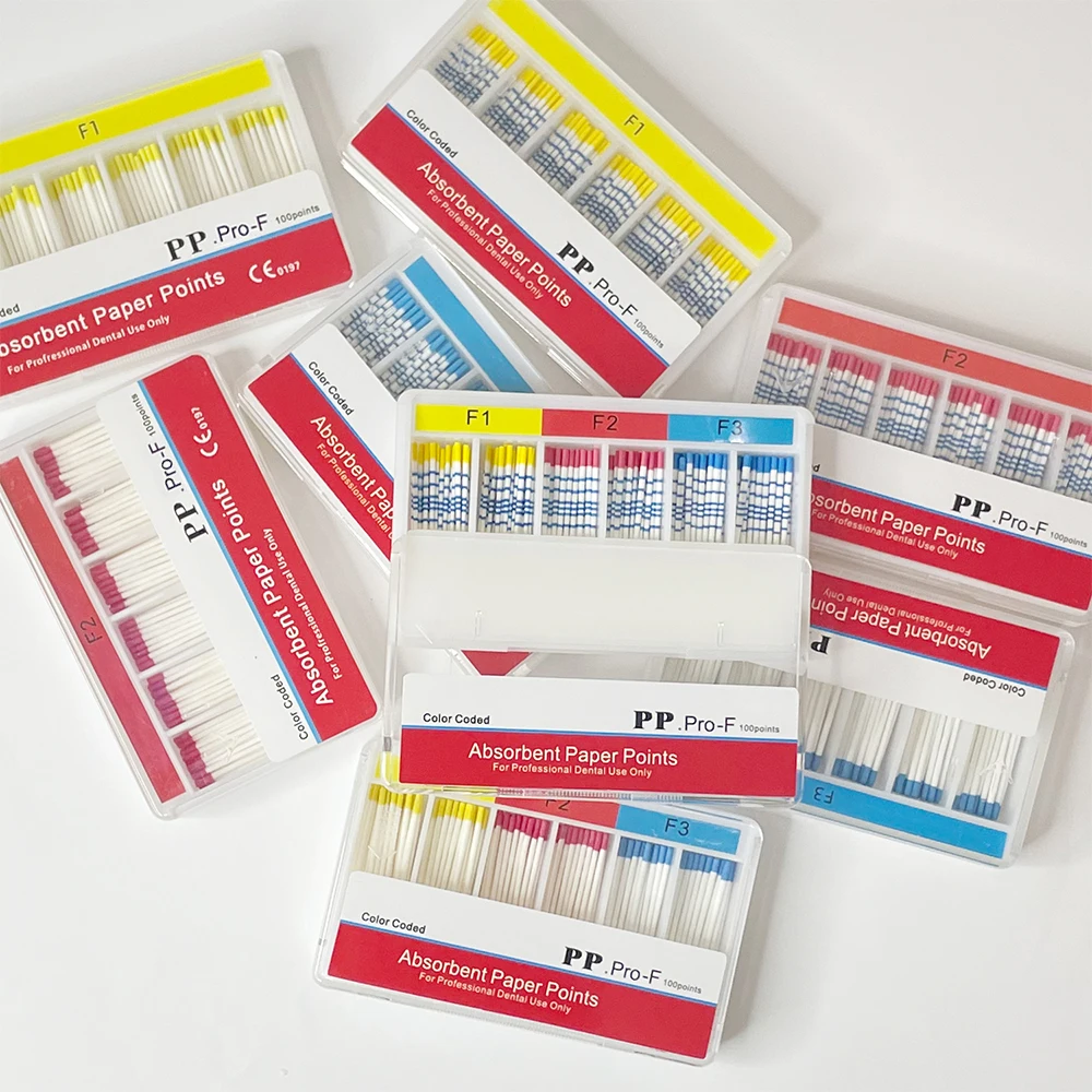 Dental PP Taper F1 F2 F3 Absorbent Paper Points Root Cancel Endodontics Cotton Fiber Tips Dentist Product Mixed Sizes Materials