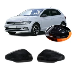 for VW Volkswagen Polo AW1 BZ1 2017 2018 2019 2020 2021 2022 2023 2024 2025 Gloss Black Rearview Side Wing Mirror Cover Tuning