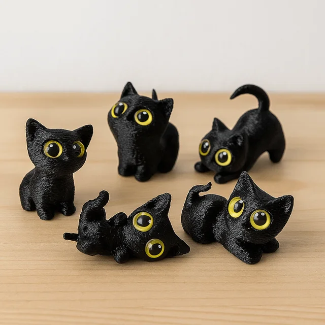 PLA Halloween Cat Anime Figure Handicraft Ornament 3D Printed Cats Figurines Toys Collectible Model 3