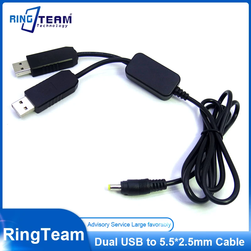 10PCS DC 5.5X2.5MM Dual USB Power Cable for AC-PW20 Canon DR-E6 (ACK-E6) DR-E18 (ACK-E18) DR-400 DR-E2 DCC3 DC Coupler LED Lamp