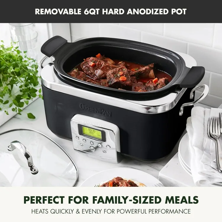 Elite 8 - in -1 programmier barer 6qt elektrischer Slow Cooker, spülmaschinen fester Deckel und abnehmbarer Topf