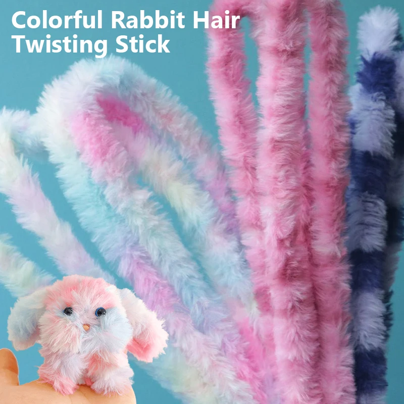 Multicolor Rabbit Hair Twisting Stick Plush Wool Iron Wire Thread Diy Sewing Felt Ribbon Bar Strip Velvet Animal Dolls Kids Toy