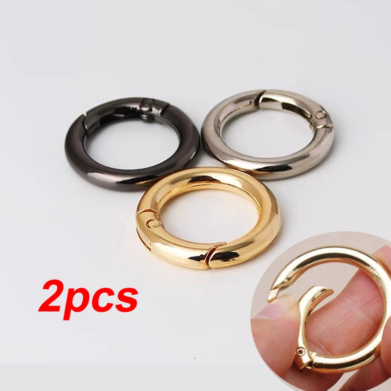 2Pcs Metal Spring Buckle Keychain Mobile Phone Chain Bag Hook Car Pendant Hanging Ring Openable Round Carabiner DIY Accessories