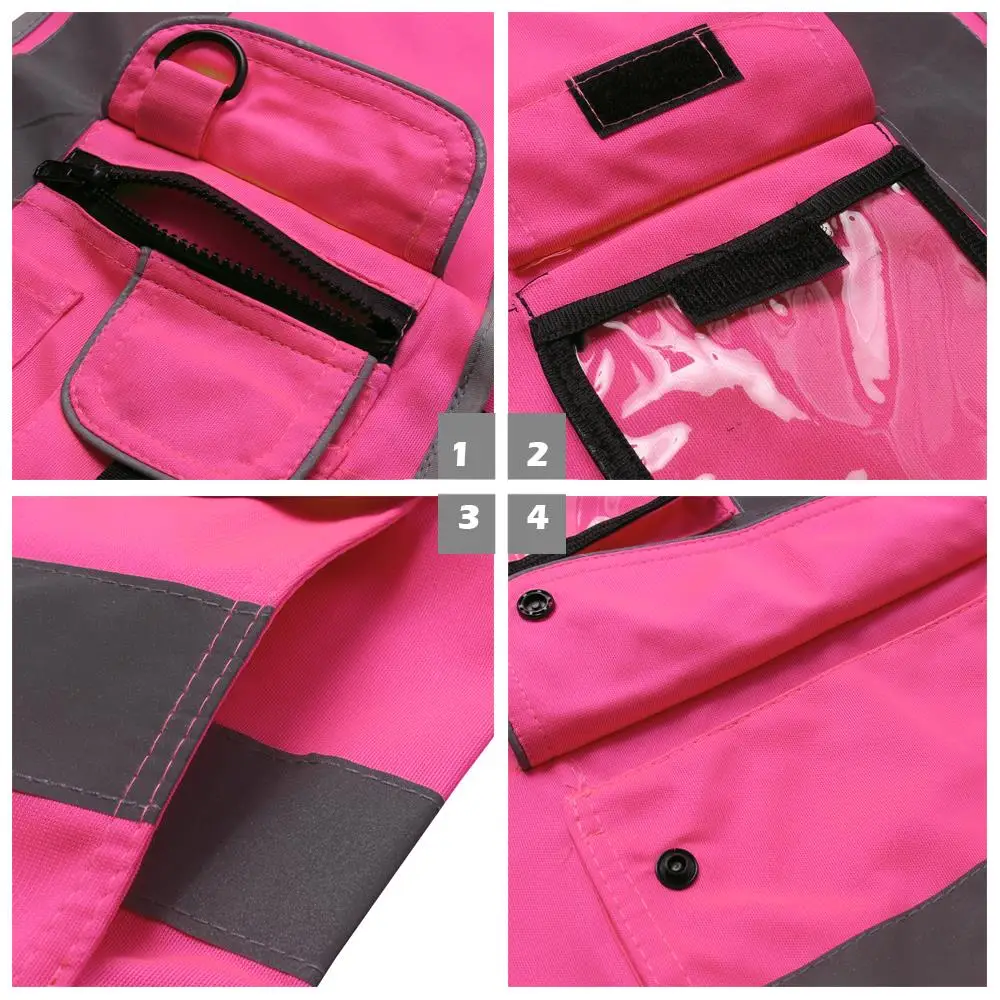 Heren Dames Veiligheidsvest met hoge zichtbaarheid Werkvest Werkkleding Veiligheid Roze reflecterend vest Outdoorvest Veiligheidskleding Werkkleding