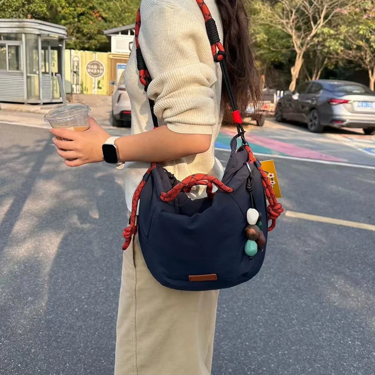 Oxford Cloth Crossbody Bag Lightweight Casual Sport Handbag Single Shoulder Sling Bag for Women Elegant Minimalist Style