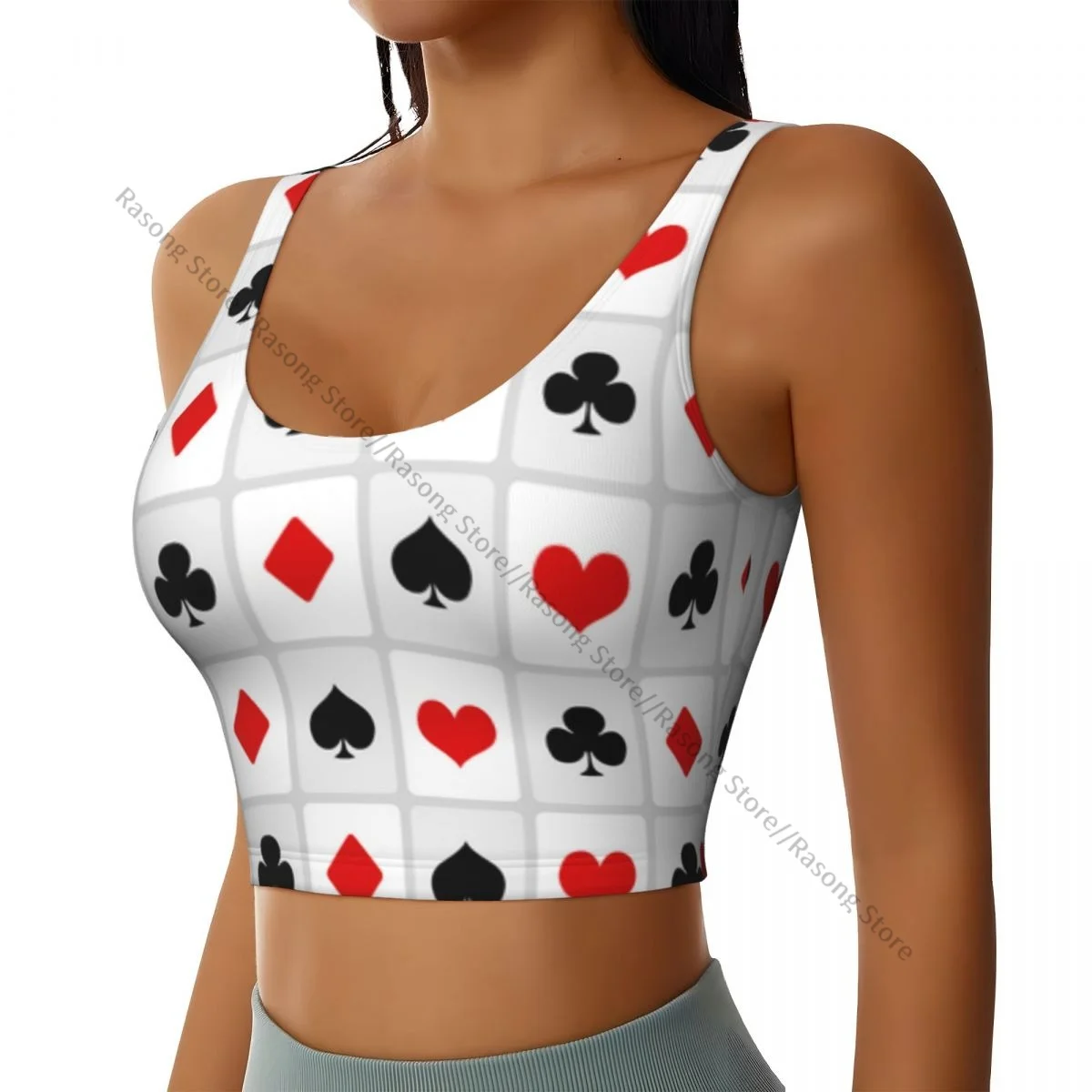 Sports Bra Women Running Yoga Clothes Vest Playing Cards Suit Background Gathering Fitness Vest