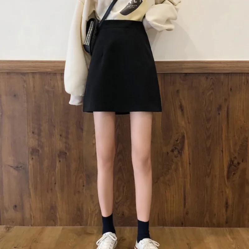 Gray Black Suit Skirt Mini Women A-line Spring Summer All-match Office Lady Preppy Ulzzang Chic Simple Gentle High Waist Mujer