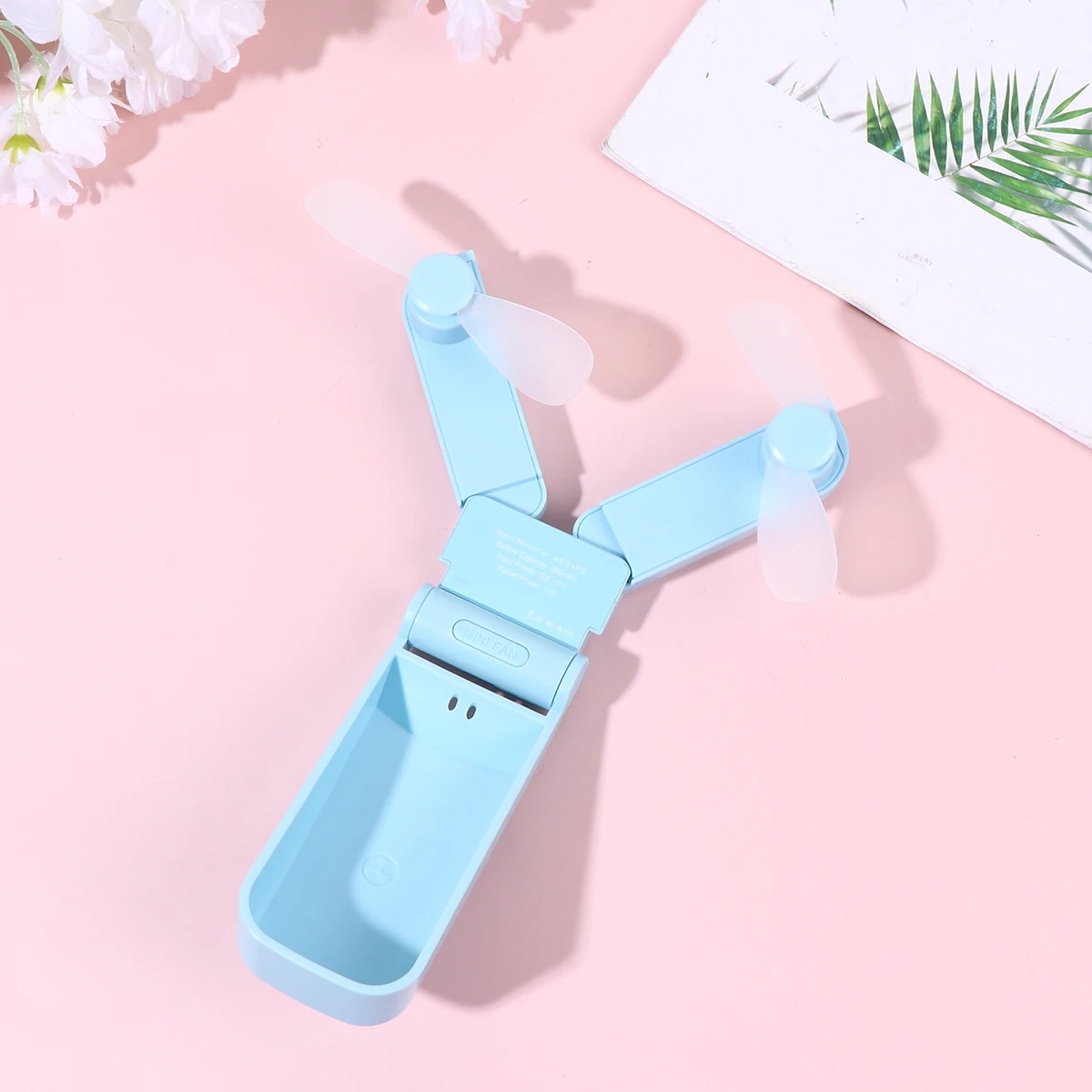 

Mini Folding Fan Portable USB Rechargeable Cooling Fans for Travel Lightweight Plastic Dual Head Summer Pocket Size Electric Fan