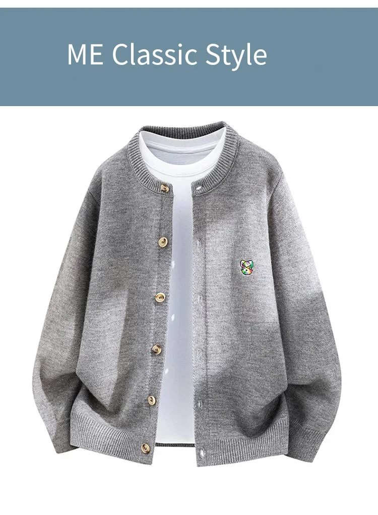 Trendiger Herrenpullover im koreanischen Stil, neues Modell mit langen Ärmeln, einreihiger Knopfleiste, bestickte Strickware, hält warm, bequem, Herrenbekleidung. – Detail 5