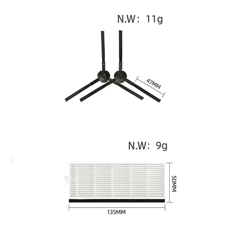 For AiRROBO P10 Vacuum Cleaner Replacement Spare Parts Side Brush HEPA Pre-Filter Accessories