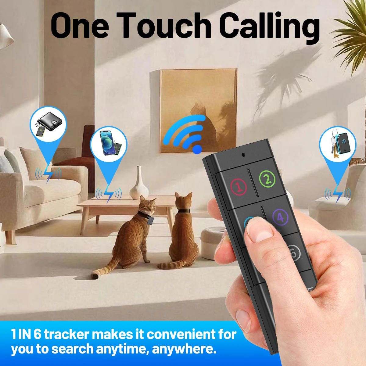 ABBREE Wireless Key Finder Tracker Remote Control RF Key Locator Anti-loss Devices Pet Wallet  1 RF Transmitter 6 Receiver Child