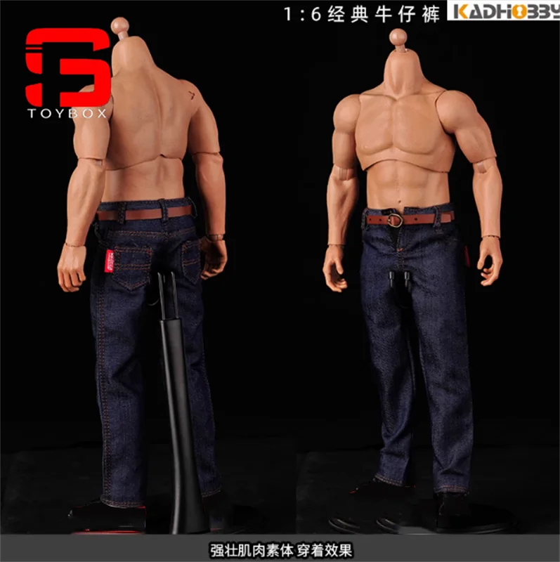 1/6 skala męskie klasyczne dżinsy spodnie dżinsowe spodnie ubrania Model fit 12 Cal żołnierz muskularna figurka lalki ciała