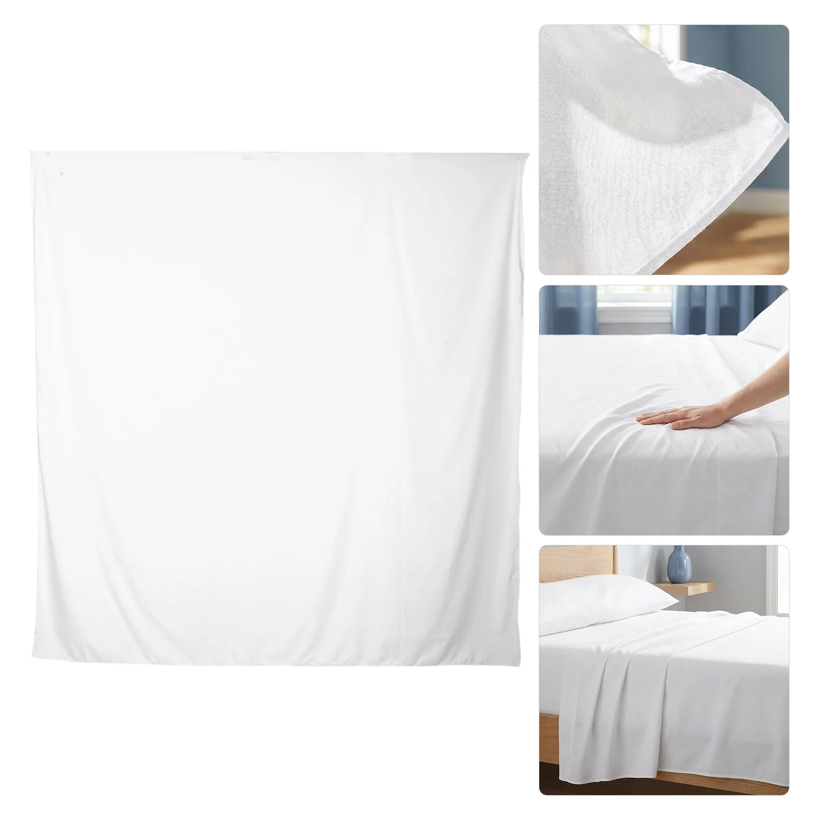 King Size White Flat Sheet Hotel Polyester Soft Breathable Cooling Top Sheet Wrinkle Resistant for Guest Room Hospital Dorm