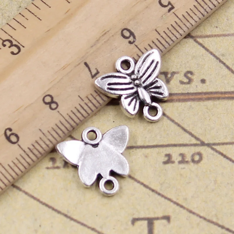 

40pcs Charms Butterfly Connector 14x14mm Antique Silver Color Pendants Making DIY Handmade Tibetan Finding Jewelry