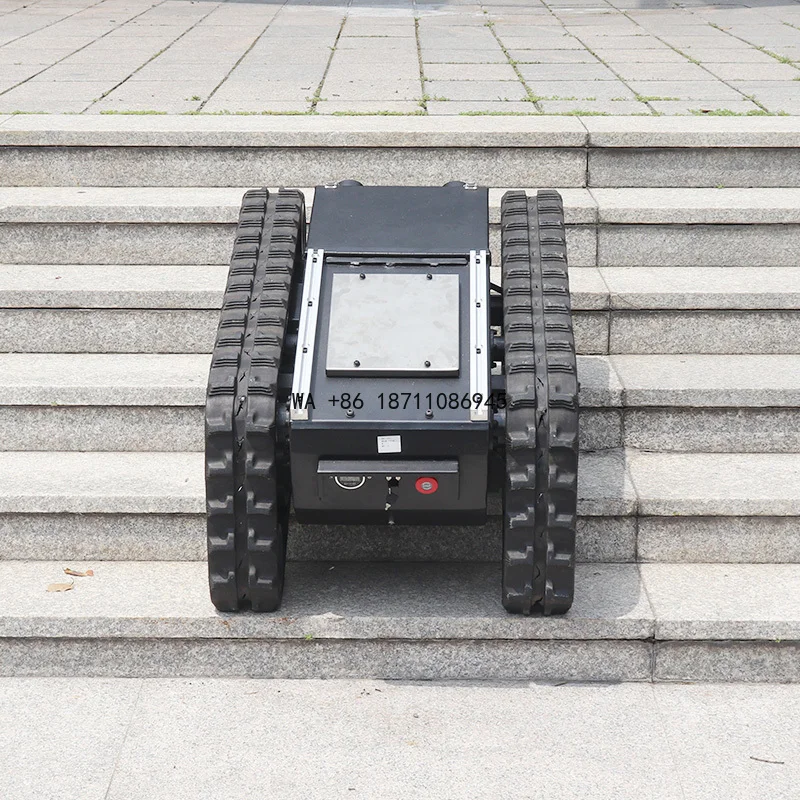 Electric Crawler Mower Using Caterpillar Tracks, Remote Controlled Robotic Platform for Landscaping