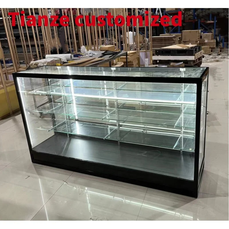 (Customized) 70 ''glass vitrine display showcase smoke shop display aluminium store display counter glass with sliding