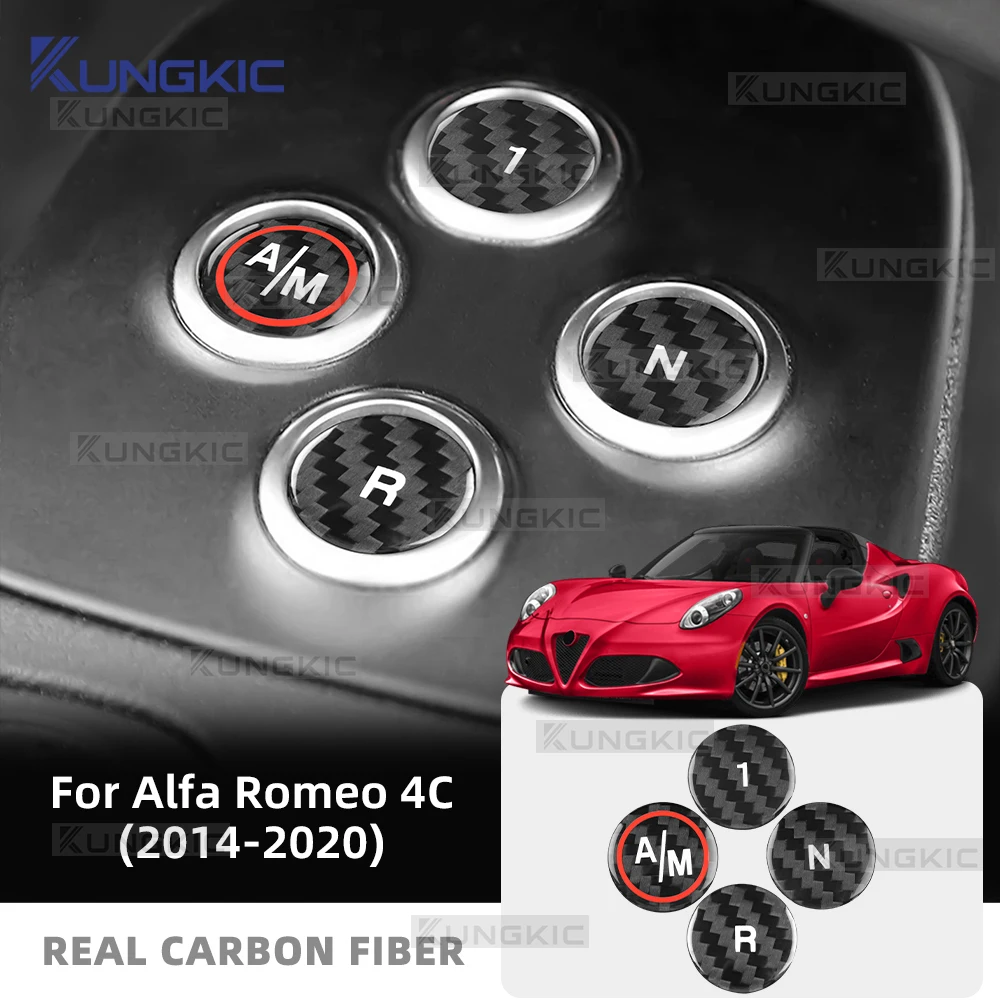 

Real Hard Dry Carbon Fiber Gear Shift Button Sticker for Alfa Romeo 4C 2014 2015 2016 2017 2018 2019 2020 Interior Trim Accessor