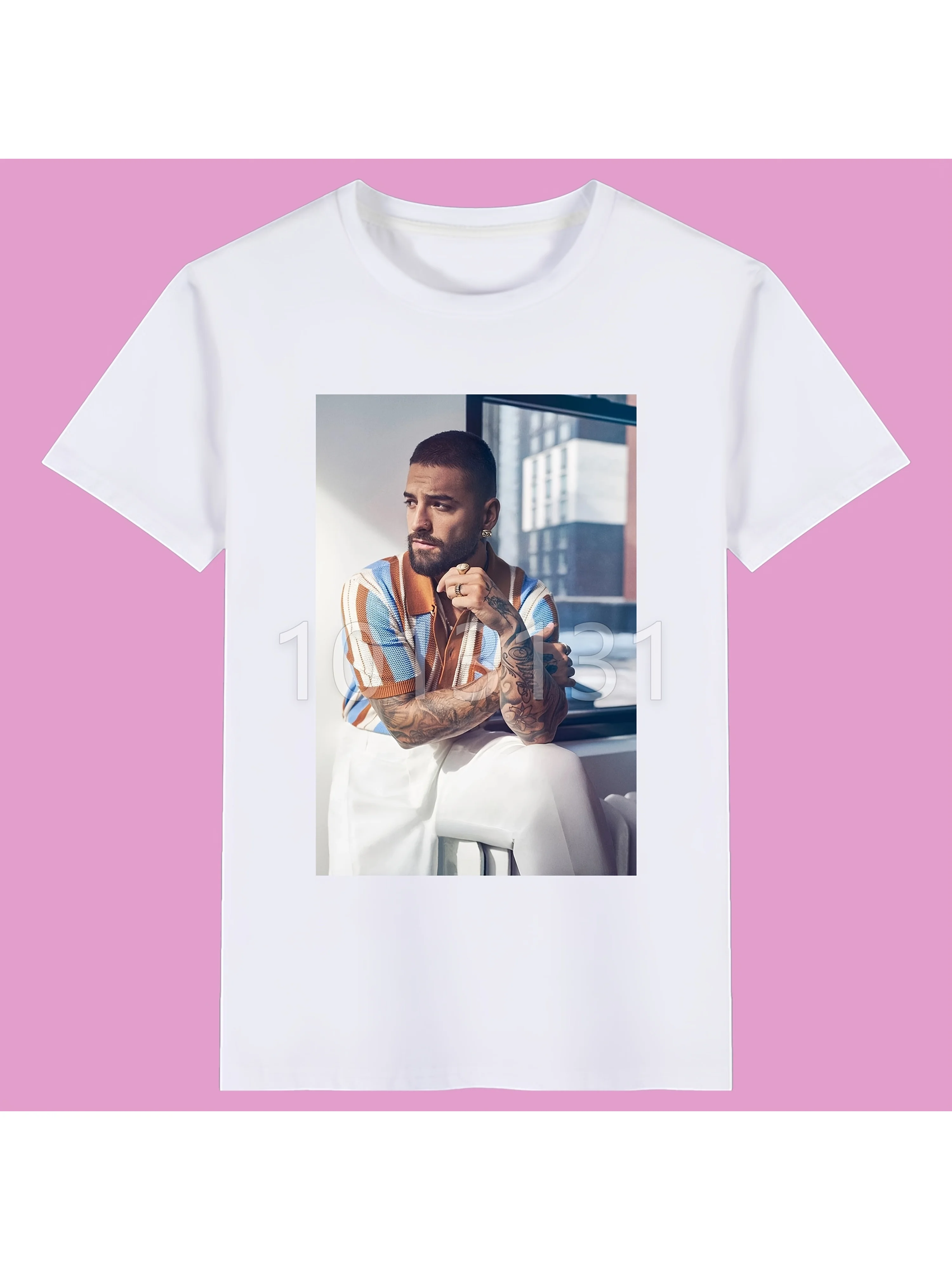 Футболка с рисунком Maluma Colombian Singer из хлопка 2025 года — футболка из 100% хлопка в богемном стиле с короткими рукавами и геометрическим рисунком Футболка с рисунком Maluma Colombian Singer из хлопка 2025 года — футболка из 100% хлопка в богемном стиле с короткими рукавами и геометрическим рисунком