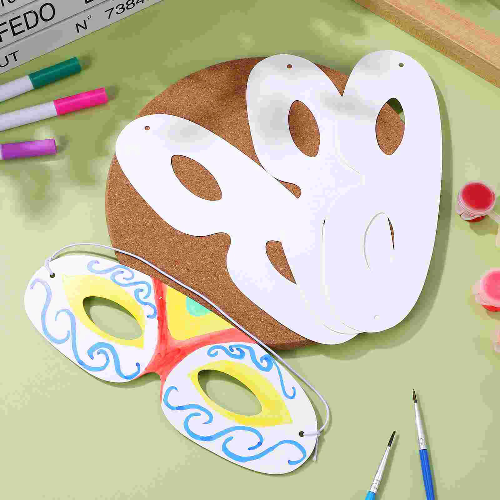 Blank White Paper Mask White Cardboard Unpainted Masquerade Halloween Cosplay Craft Realistic Full Face Decor