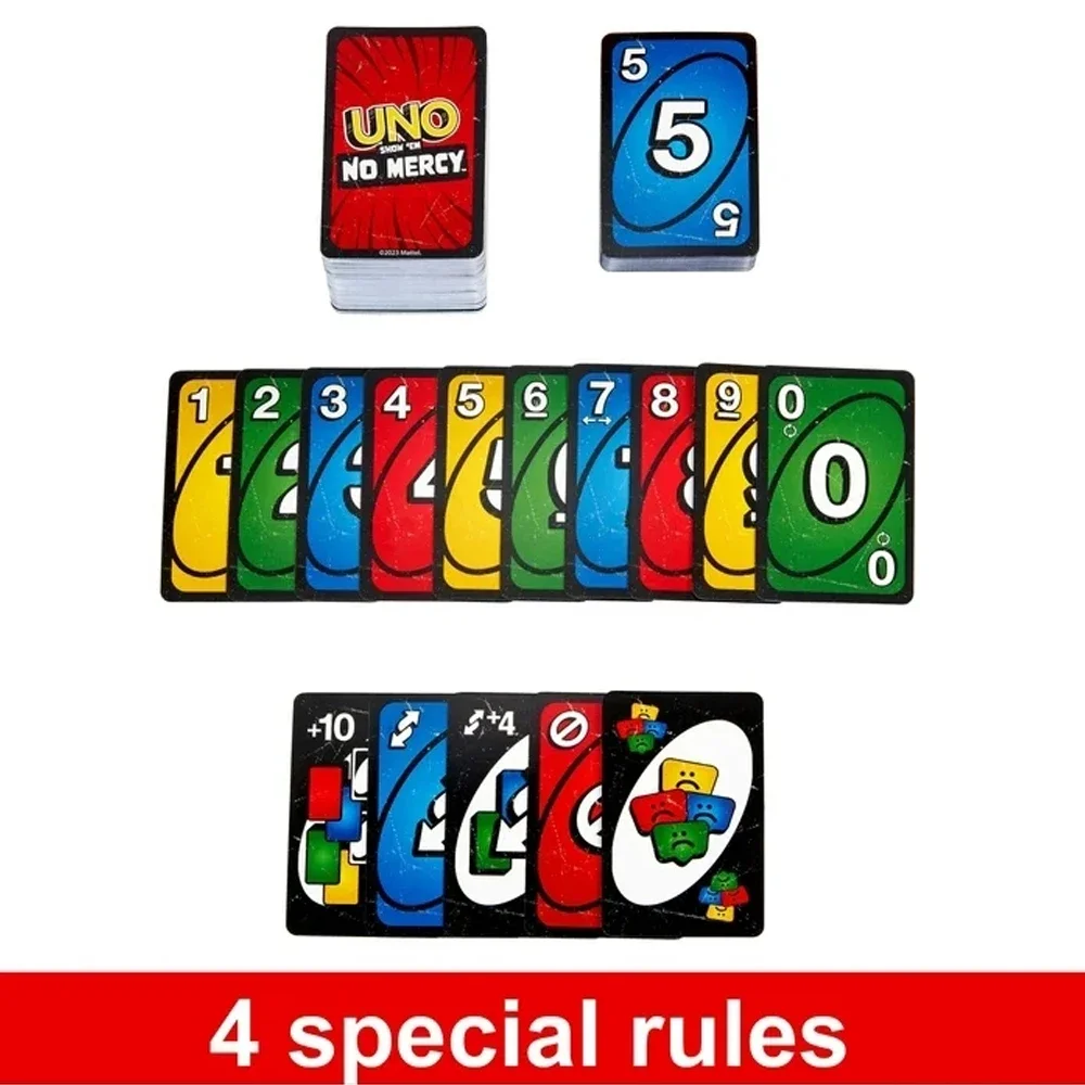 UNO NO MERCY Tin Box Family Card Game pokemon filp Multiplayer Family Party Boardgame Funny Friends Entertainment Poker