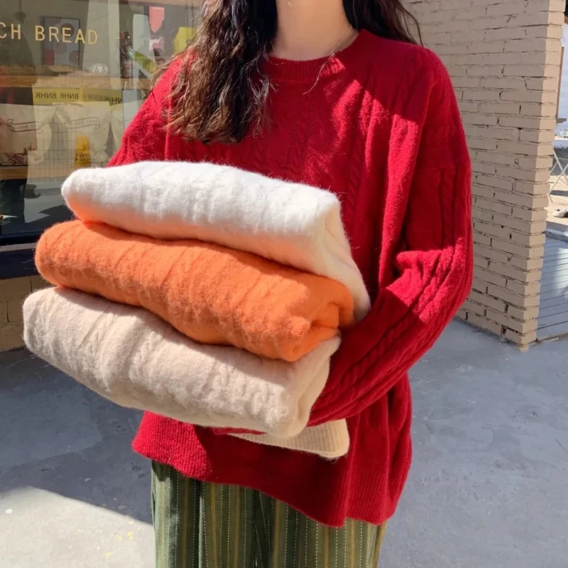 2023 New Autumn Winter Fashion Style Versatile Women's Knitting Pullover Sweater Elegant Korean Version Loose Female Sweater