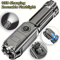 Strong LED Flashlight With Telescopic Zoom Tactical Flashlight Rechargeable USB Portable Spotlight Remote Camping Flashlight