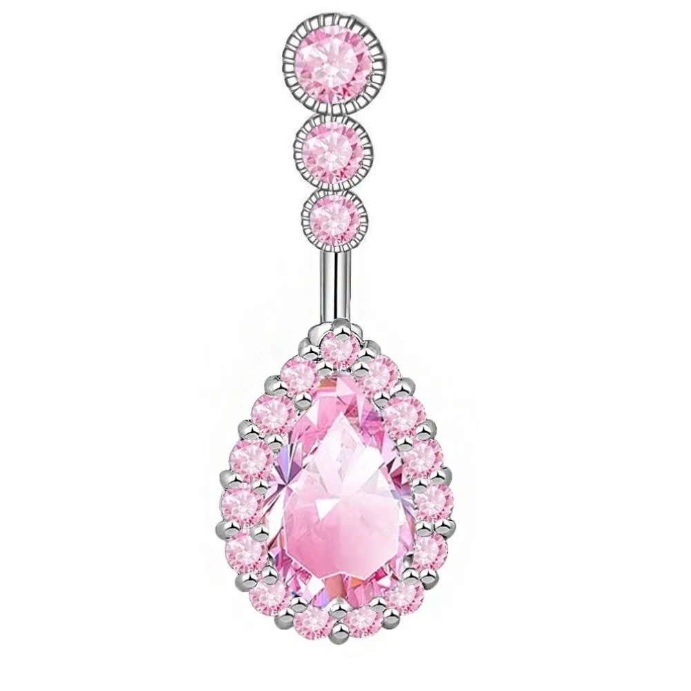 Shiny Stainless Steel Zircon Navel Ring Colorful Rhinestone Belly Button Ring Piercing Punk Body Piercing Jewelry Women