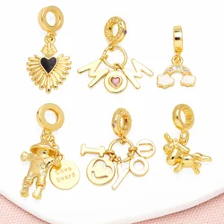 OCESRIO Black Enamel Heart Pendant for Necklaces Copper Gold Plated MOM LOVE Guard Cloudy Jewelry Making Component pdtb731