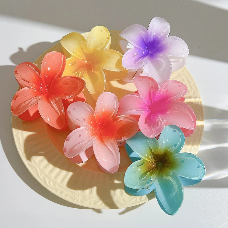 1/6PCS Fashion Women Flower Hair Clips Vacation Bohemia Egg Flower Shark Clips Barrettes Girls Large Hairpins Hair Accessories