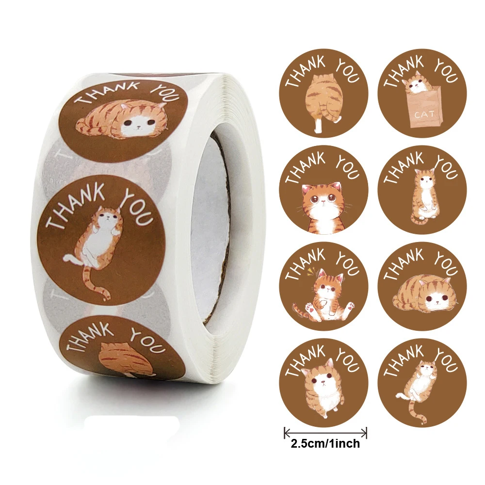 100-500pcs Cute Animal dziękuję naklejki na zamówienie małe opakowanie biznesowe, urodziny, Party dobrodziejstw wesołych świąt, ślub