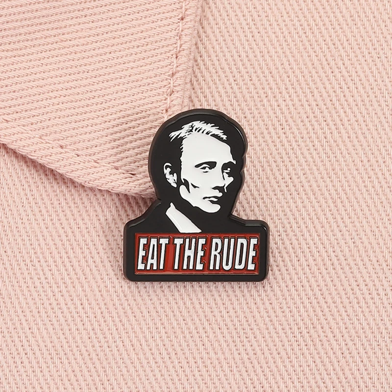 Klassische Filmfiguren Emaille Pin Eat The Rude Film Lines Brosche Revers Rucksack Abzeichen Schmuck Accessoires Geschenk für Fans Freund