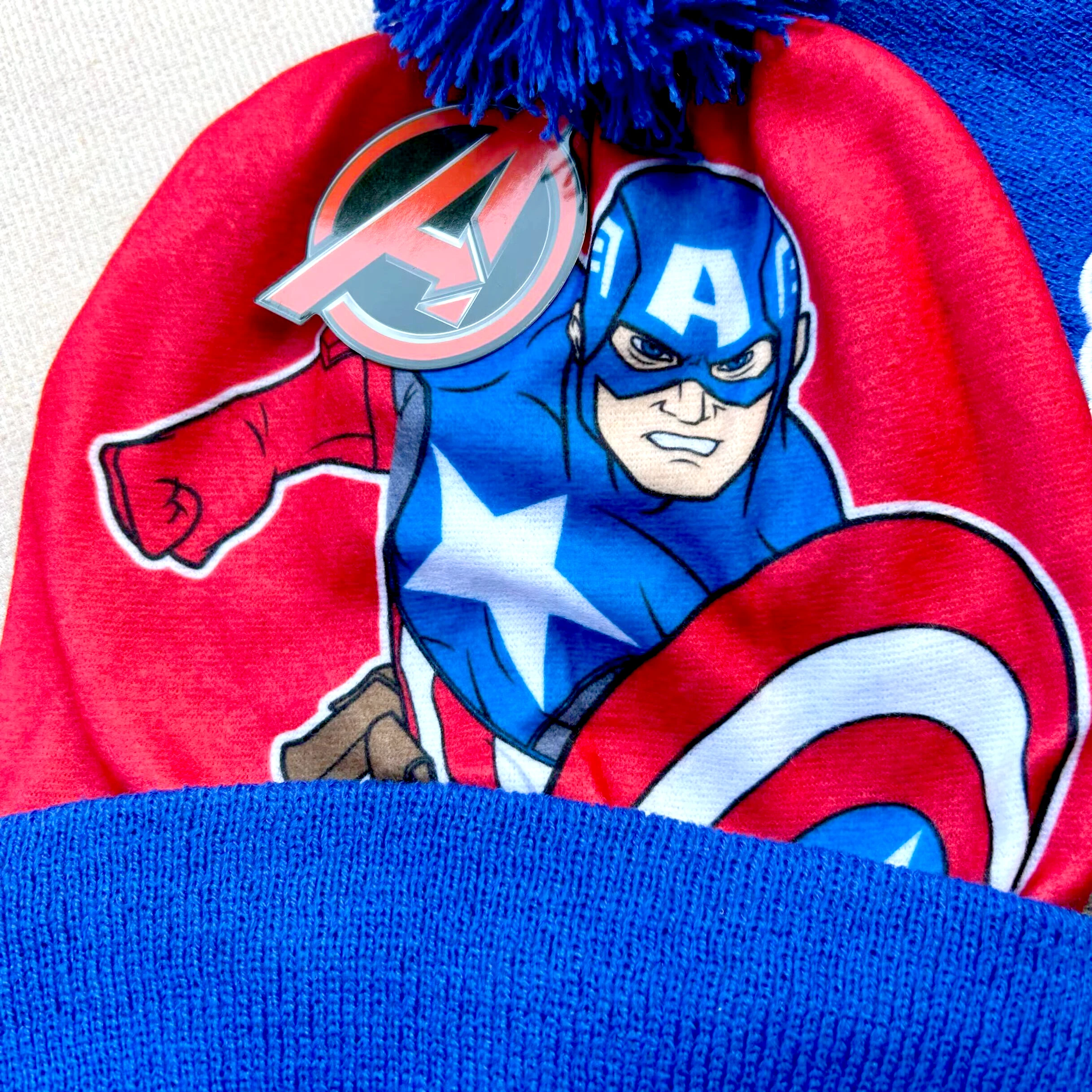 3-8Years New Autumn Winter Children Captain America Cartoon Scarf Hat Glove Warm knitted hat Boy Girl Cap Child Christmas Hat