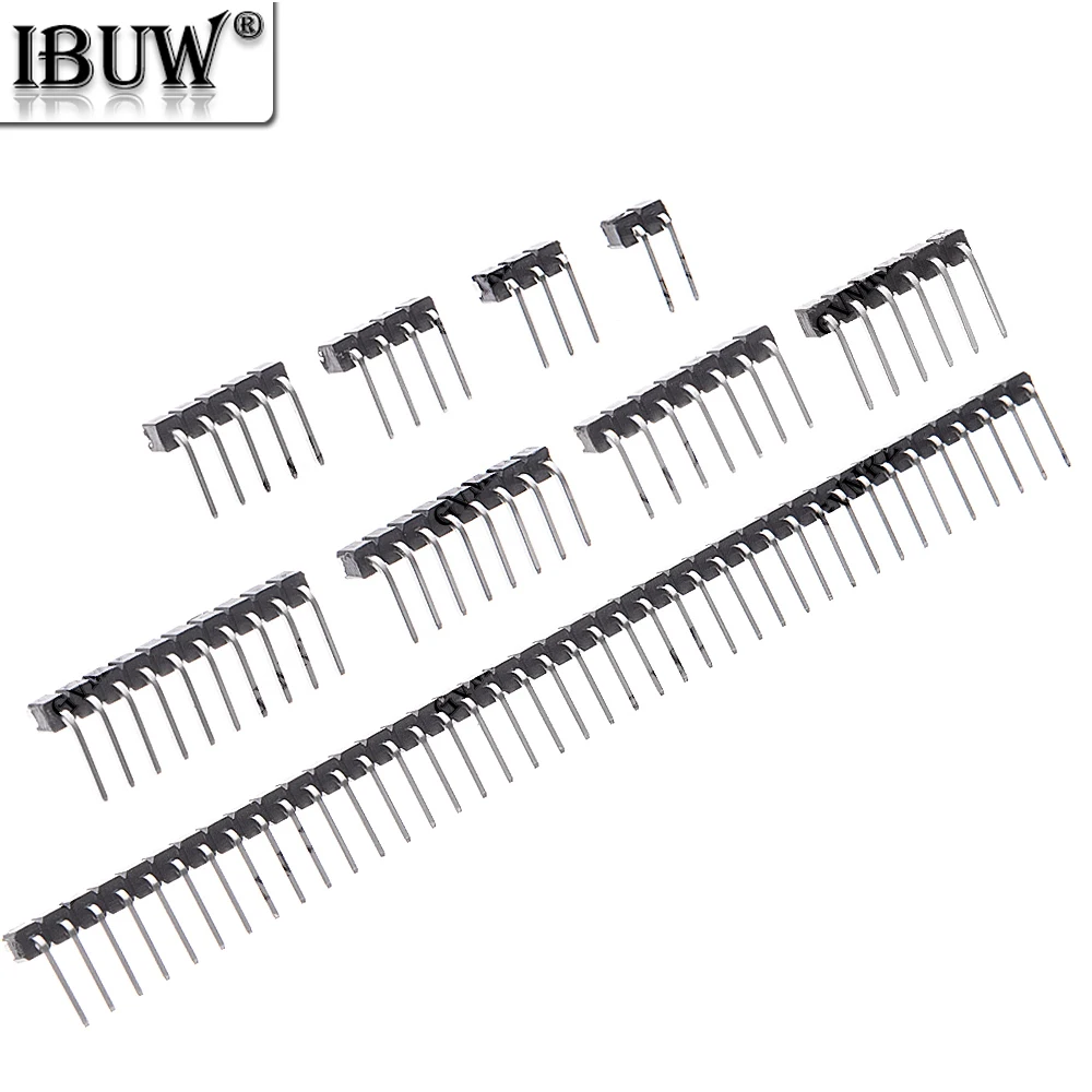 10PCS 3p/4p/6p/8p/20p 40 PIN Single Row Right Angle MALE PIN HEADER 2.54MM PITCH Strip Connector Socket 1X/2/3/4/5/6/8/10/40p
