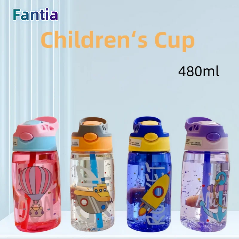 Children's Plastic Water Cup, Straw Cup, Duckbill Portable Creative Adult Male And Female Student Baby Cute Cup