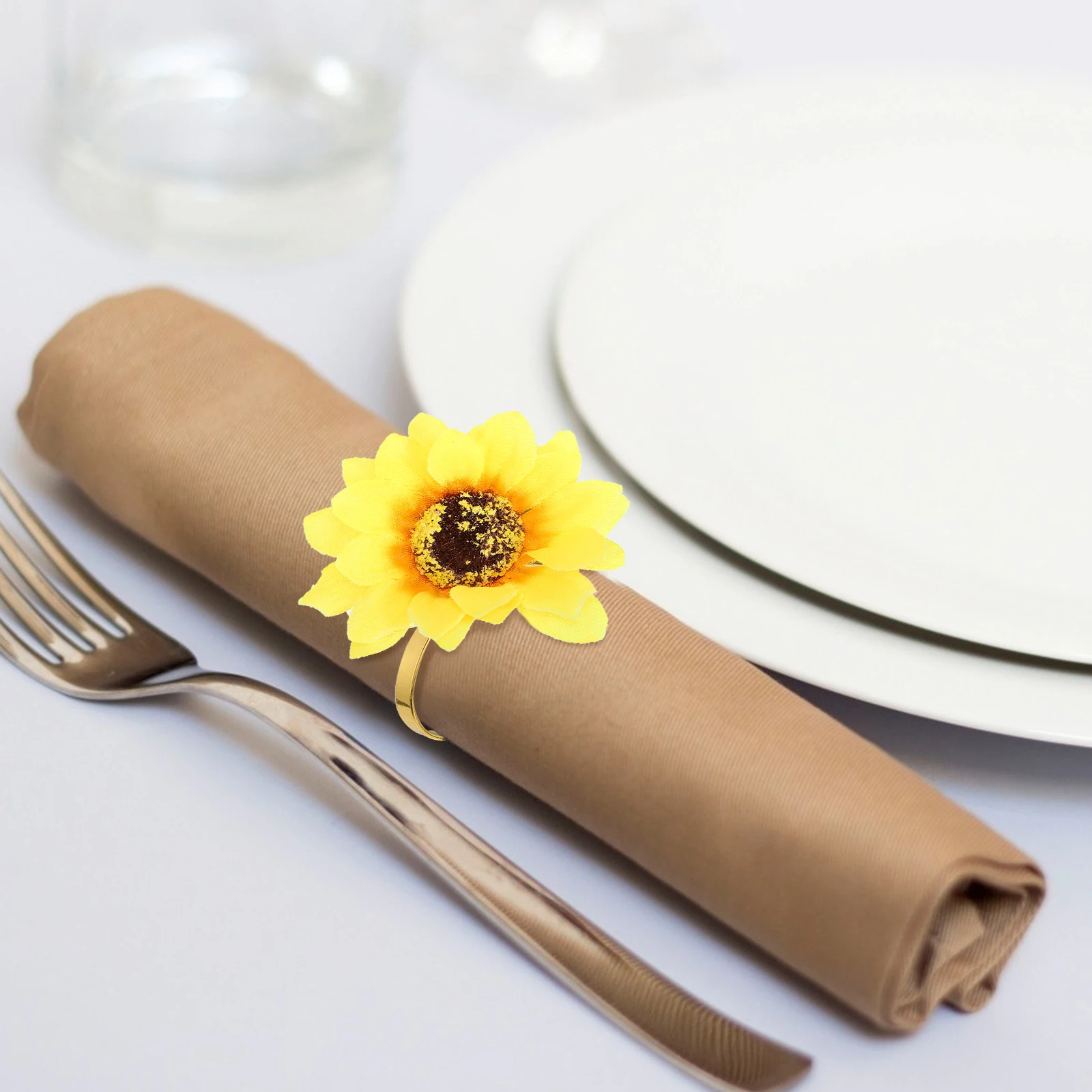 

2 Pcs Napkin Buckle Home Holder Cloth Dining Table Flower Floral Ring