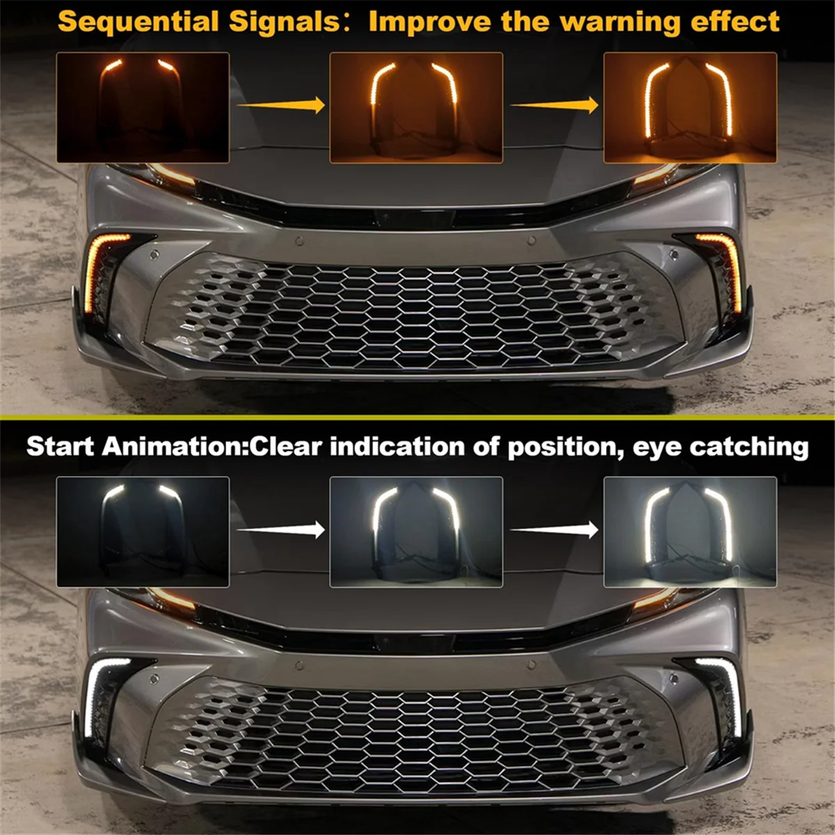 トヨタ カムリ SE XSE 2025用 クラシックフロントバンパーフォグランプ DRLホワイトデイタイムランニングライト アンバーターンシグナルランプアクセサリー